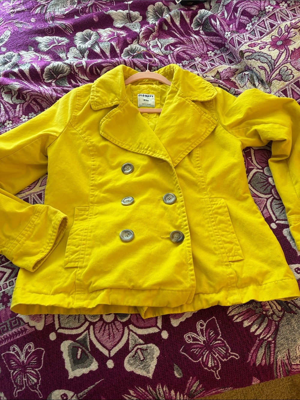 Old Navy Bright Yellow Double-Breasted Peacoat